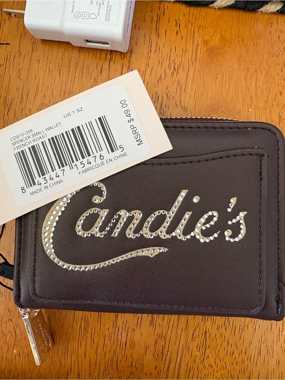 Candie's Brown Wallet with Crystal Logo Accent